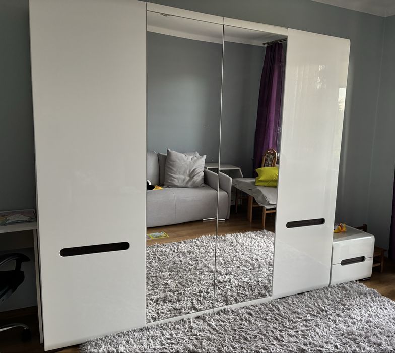 Zestaw mebli - biały połysk - 5 elementów