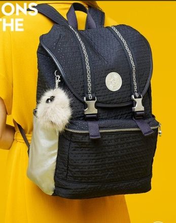 Mochila kipling azul e prateada
