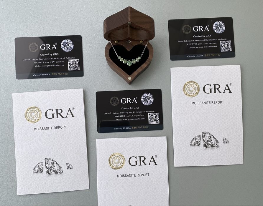 Кольє муассаніти 2.8 ct синьо-зелений муассанит