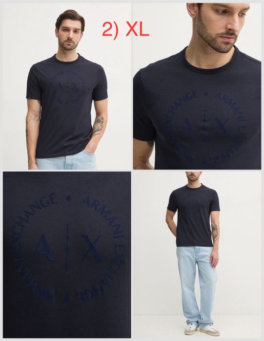 Футболка Armani Exchange чоловіча L XL нова біла оригінал синя чорна