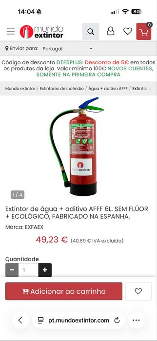 Extintor de água + aditivo AFFF 6L