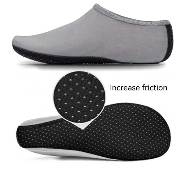 Antypoślizgowe cienkie buty, sporty wodne, plaża.