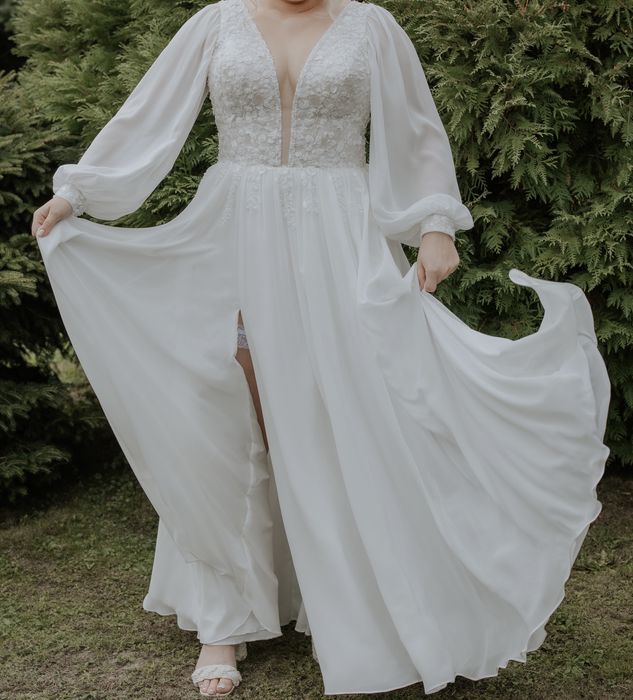 Suknia ślubna, zwiewna, lekka, boho
