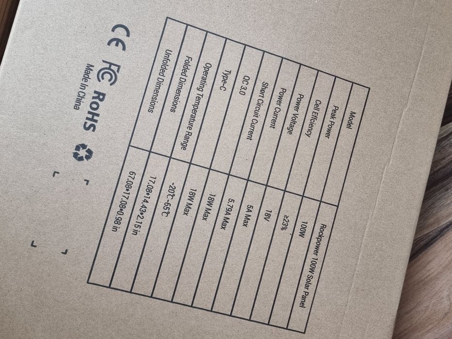 Сонячна панель ROCKPALS RP100 100W Portable Solar Panel солнечная