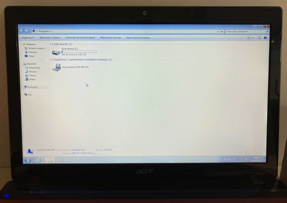 Laptop Acer Aspire 5560 / 15,6" / AMD A6-3420M / RAM: 8GB / SSD: 1TB