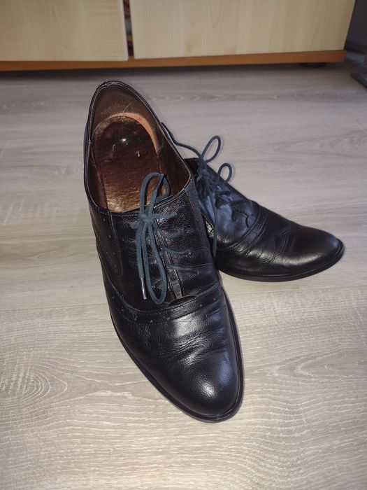 Loafersy, pantofle damskie 37 czarne, skórzane