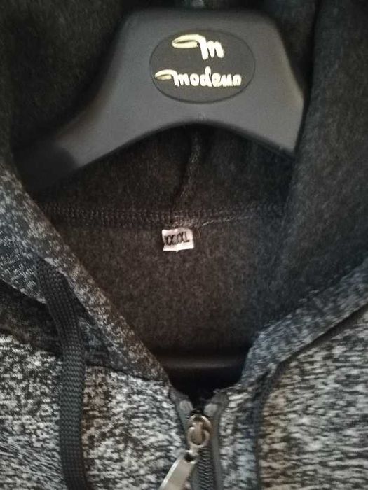 bluza męska z kapturem na suwak 4 XL szara