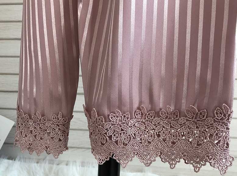 Elegancki duży zestaw piżama szlafrok spodnie spodenki M L XL