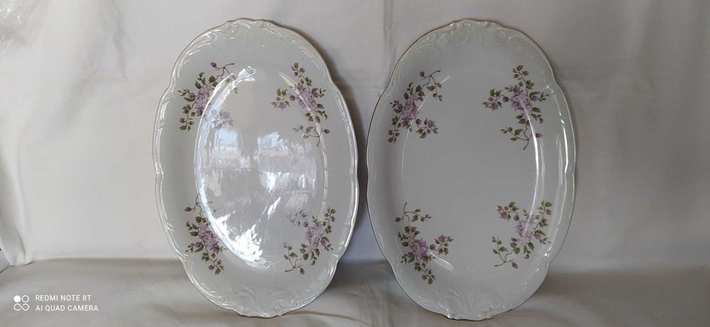 Półmiski owalne płaskie-złocone-porcelana WAWEL z PRLu.