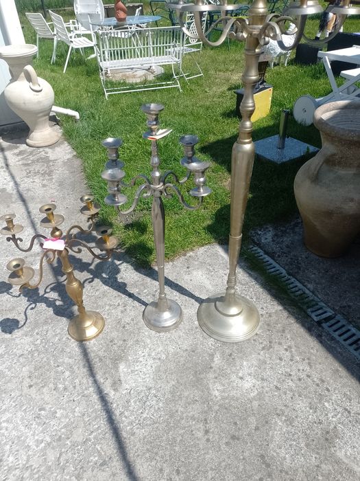 Świecznik duży srebrny 160 cm.