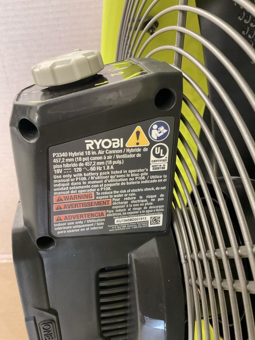 Вентилятор аккумуляторный гибридный 18v/230v Ryobi R18F5-0 ONE+ 45см