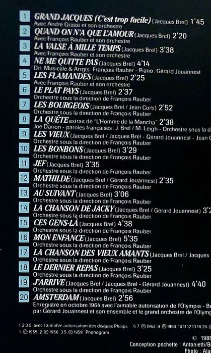 CD BREL - Quinze Ans d'Amour 1988