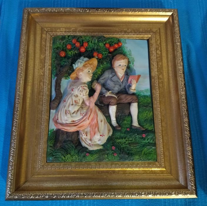 Quadros vintage em relevo de resina portuguesa. Novos