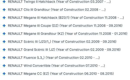 JOGO DE CALÇOS // PEUGEOT - NISSAN - RENAULT - OPEL