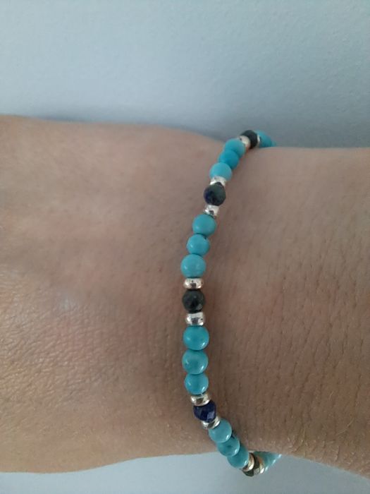 Bransoletka na gumce turkusowa