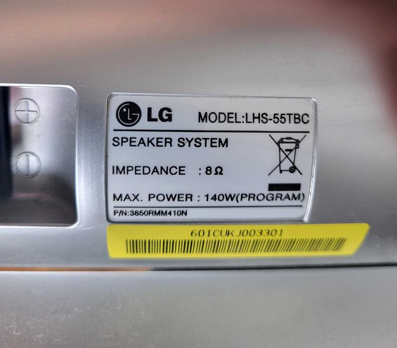 Colunas de Home Cinema LG 5.1 - Modelo LHS 55-TBS + Subwoofer 55-TBW