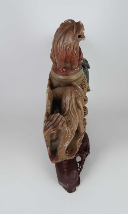 Incensário cães foo - Grande escultura em pedra sabão - China