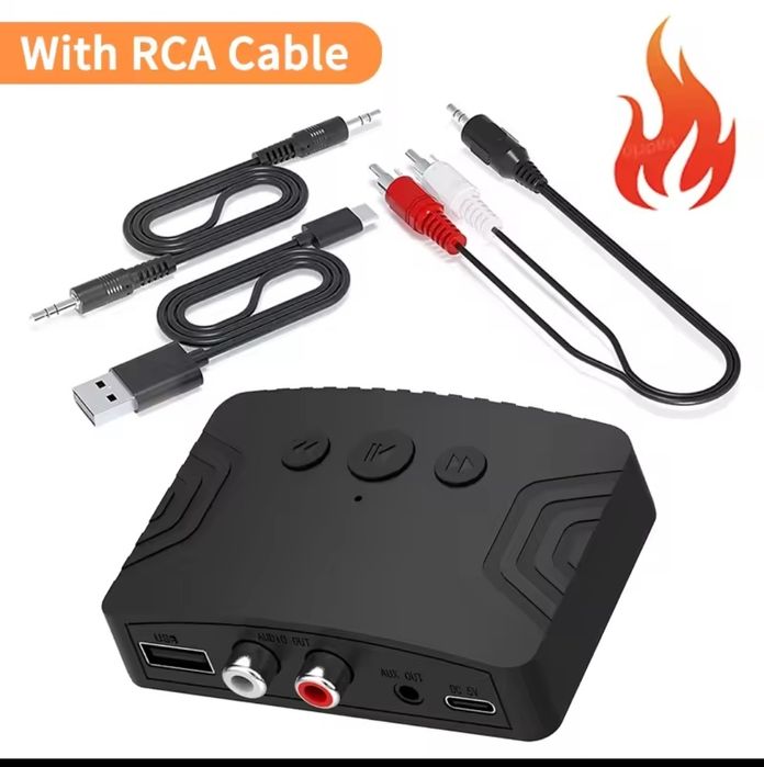 Bluetooth 5.3 аудіоприймач AUX RCA USB — адаптер для авто, колонок,