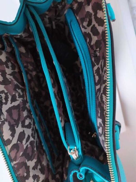 Guess greyson small satchel vg493005 бірюзова шкіряна сумка 30х22х9 см