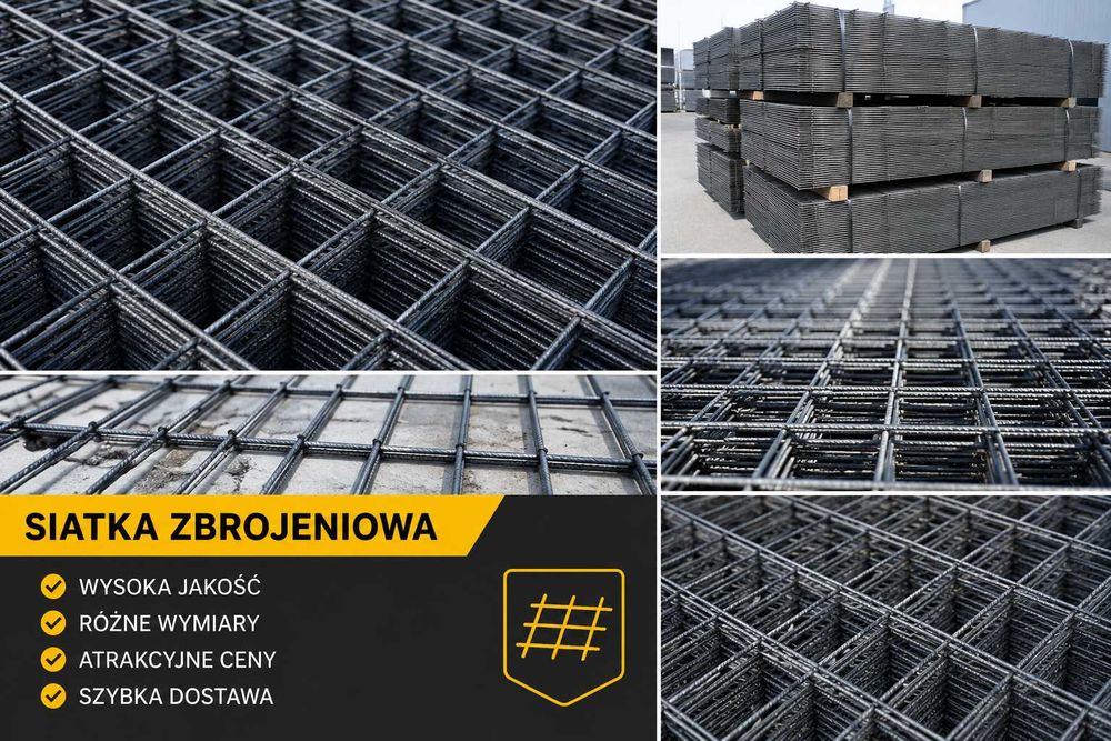 Siatka zbrojeniowa mata pod wylewki stal zbrojeniowa drut żebrowany gotowe formaty fi4,5,6,8,10 120x240 cm 1x2m 5mx215 cm Nowe Dowóz I Odbiór osobisty