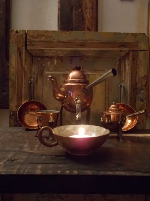 Stary Zestaw Miniatur-Miedź-Ręczne Wykonanie-6 szt.-Vintage