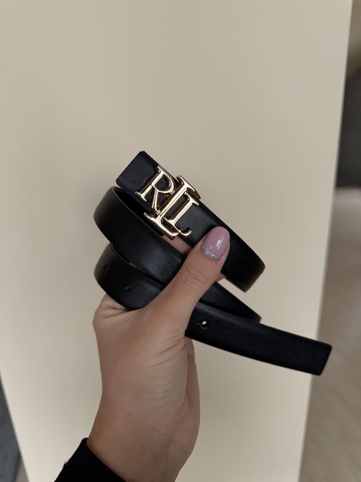 Pasek Ralph Lauren S czarny klamra zlota