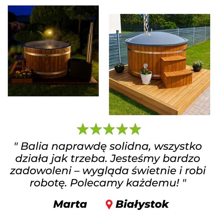 Balia ogrodowa z jacuzzi | Hydromasaż | Piec | Transport gratis