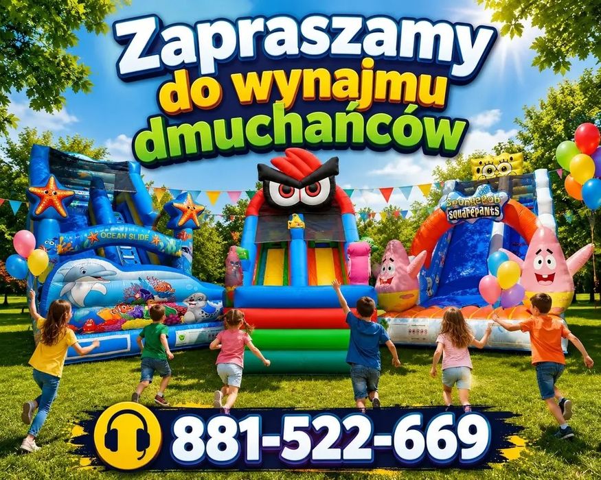 Wynajem zjeżdżalni dmuchanych, zamki, dmuchańce, atrakcje