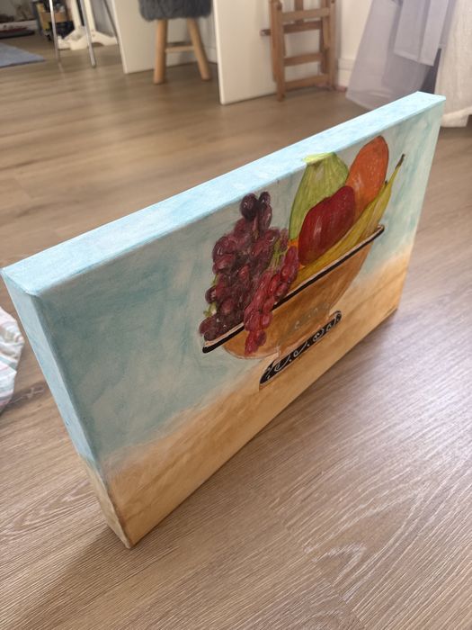 Quadro Original Pintado à Mão – Natureza Morta com Frutas
