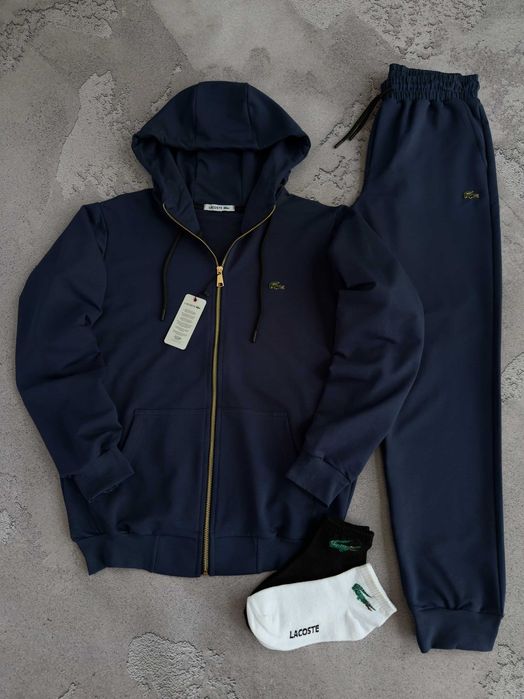 Новинка! Чоловічий спортивний костюм Лакоста (зіп худі та штани) Lacoste + дві пари шкарпеток у подарунок!