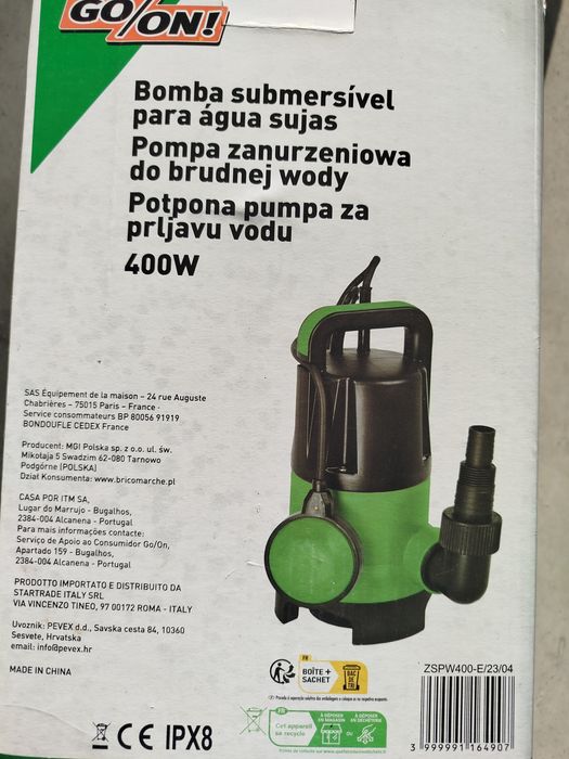 Bomba submersível 400w águas sujas