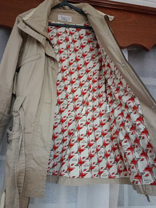 Parka bege Uscita Jeans com capuz e cinto, tam S
