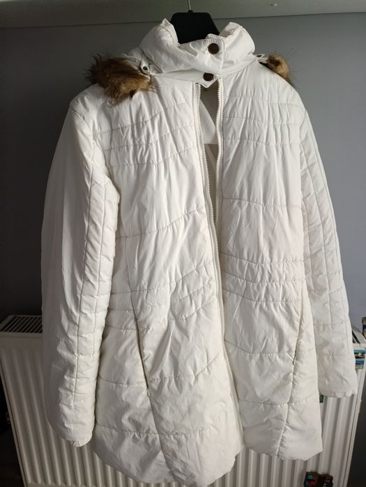 Biała zimowa pikowana kurtka XXL benotti