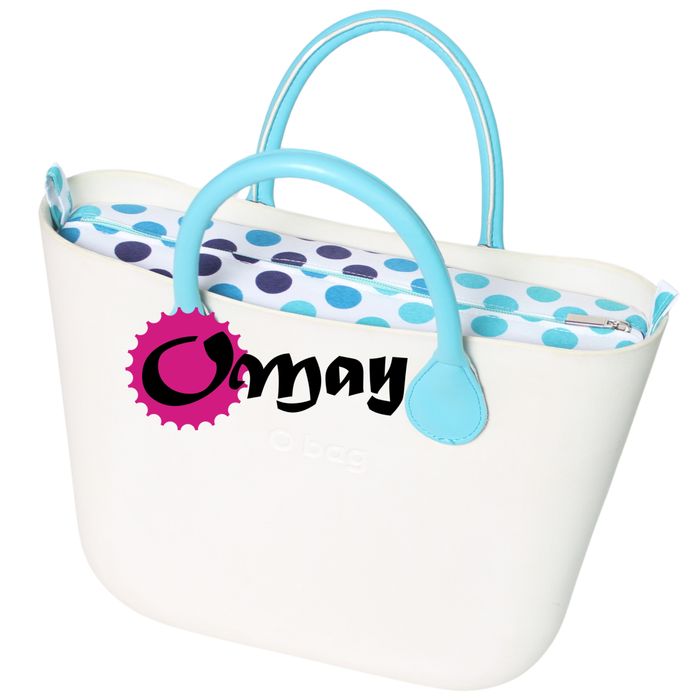 Turkusowy organizer do OBAG MINI grochy niebieskie 2kieszenie VIP OMAY