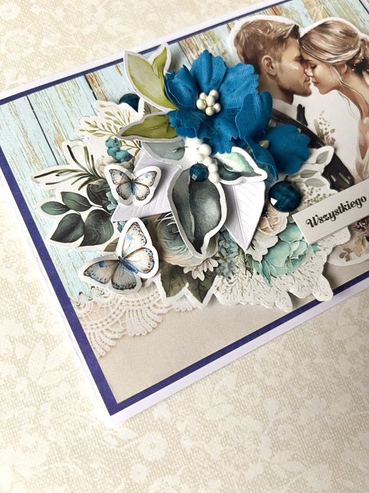 Kartka ślubna/niebieska/młoda para/upominek na ślub/