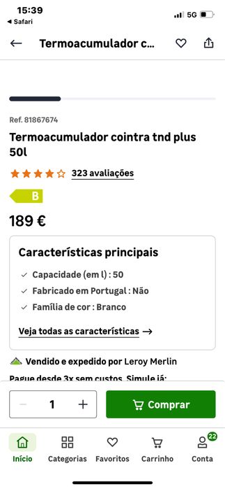Termoacumulador de 50Litros bom estado