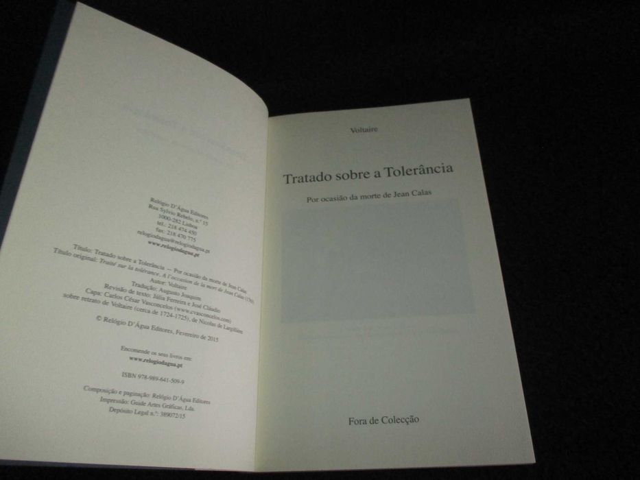 Livro Tratado sobre a Tolerância Voltaire