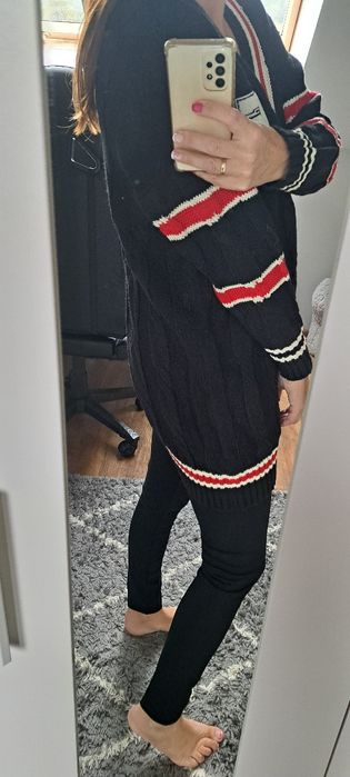 Nowy dlugi sweter typu college rozm m/l