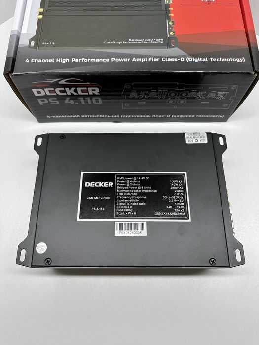 Автомобільний 4-х канальний підсилювач DECKER PS 4.110 Новий