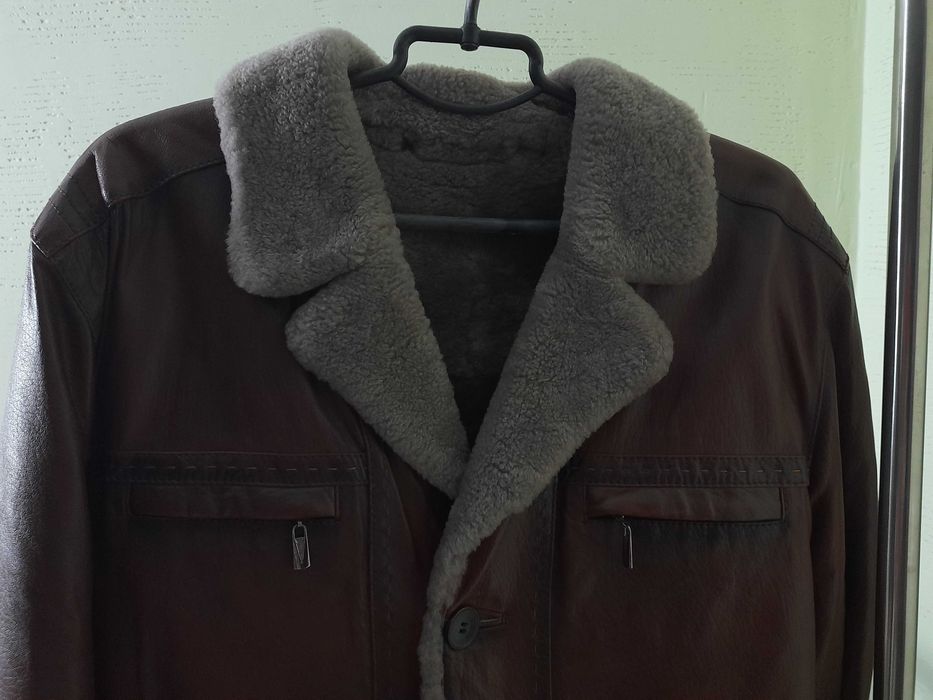 Трендовая кожаная дублёнка турецкого производства р. 48