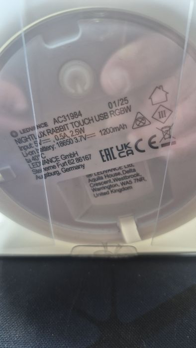 Ночник аккумуляторный.LEDVANCE Nightlux Touch LED Rabbit + USB+ RGBW.