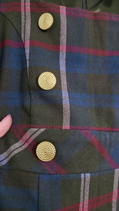 Krótka elegancka sukienka w kratkę vintage retro do biura