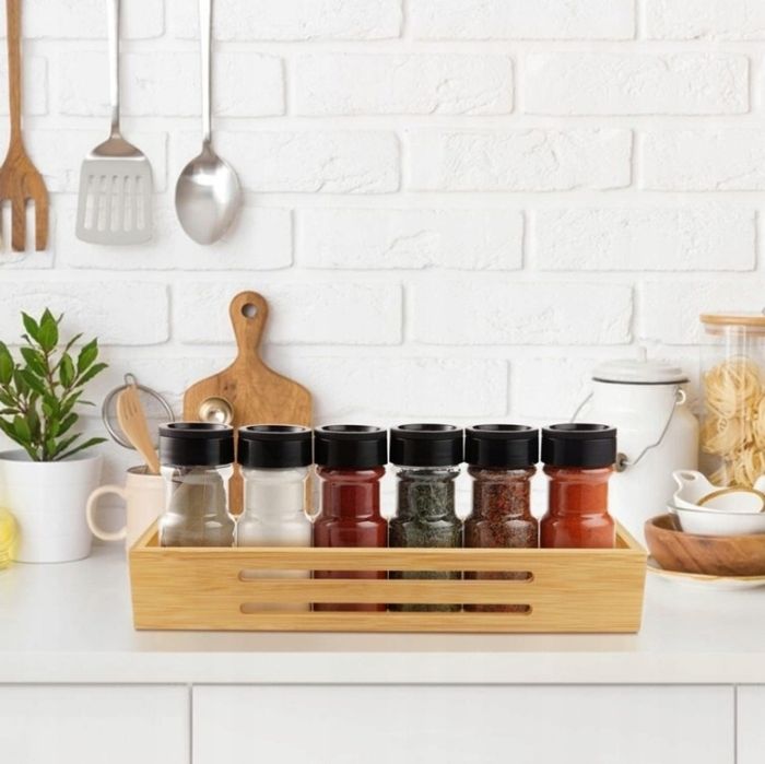 SAUNNIHEN Bambusowy organizer na przyprawy - 2 sztuki