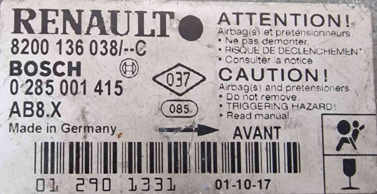Centralina Airbag 8200136038 - RENAULT CLIO II