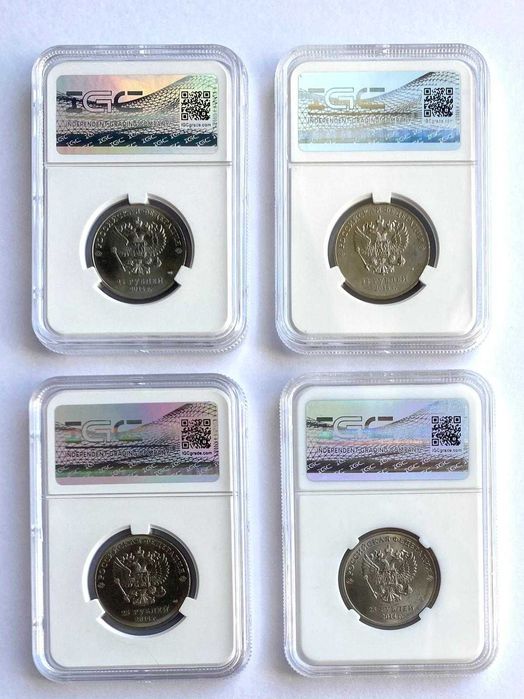 4 moedas coloridas jogos Olímpicos Sochi 2014 MS 65