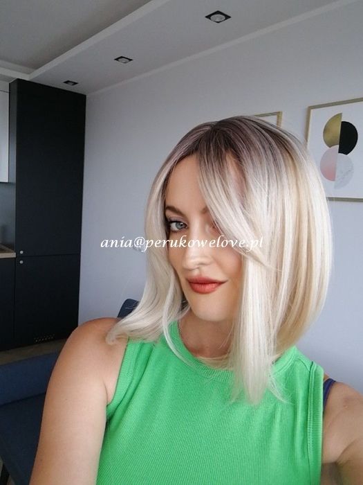 Peruka bob blond ombre na co dzień WŁOSY jak naturalne