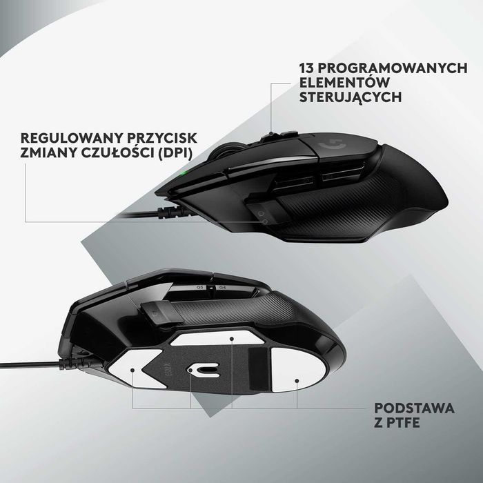 Mysz gamingowa Logitech G502X HERO 25K, 11 przycisków, RGB LIGHTSYNC