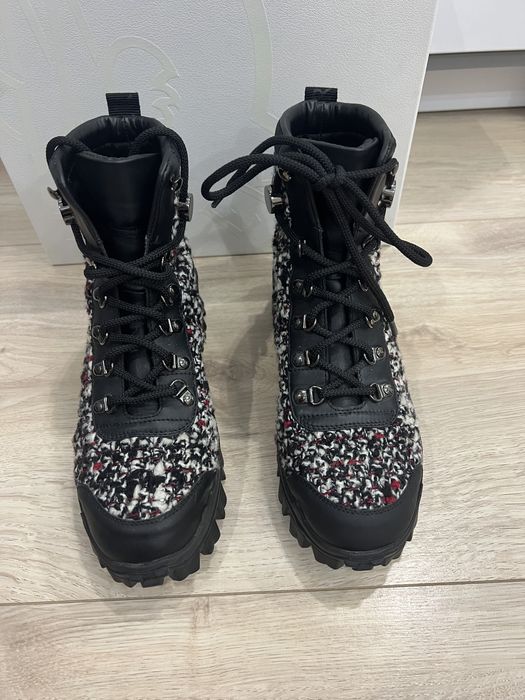 Демисезонні ботінки черевики шкіра+твід Moncler 37 розмір Prada оригінал