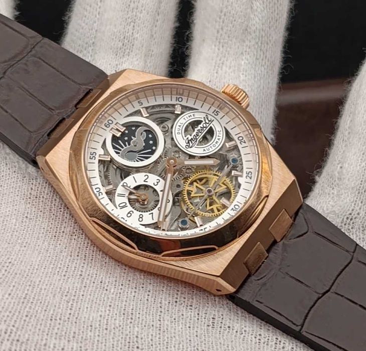Śliczny zegarek Ingersoll Broadway Automatic dual time, moon phase