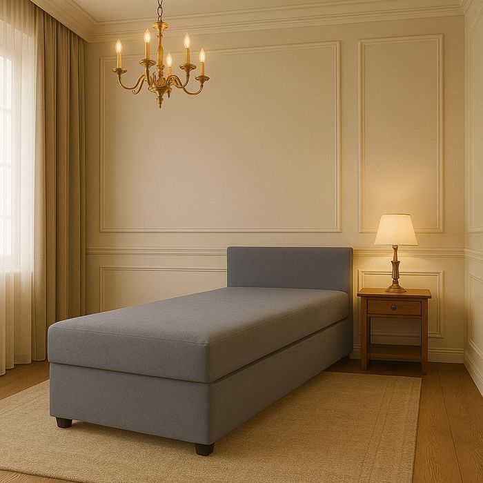 Łóżko , Tapczan  jednoosobowy z pojemnikiem i zaglowiiem